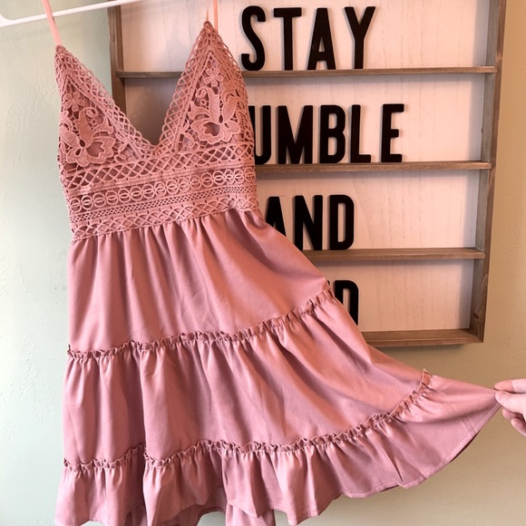 SHEIN Dresses & Skirts - Shein Spaghetti Strap Lace Tie Embroidery Dress